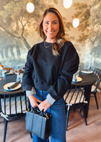 Sharon Mixed Media Long Sleeve Top