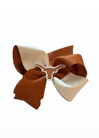 College Logo Glitter Overlay King Grosgrain Bow