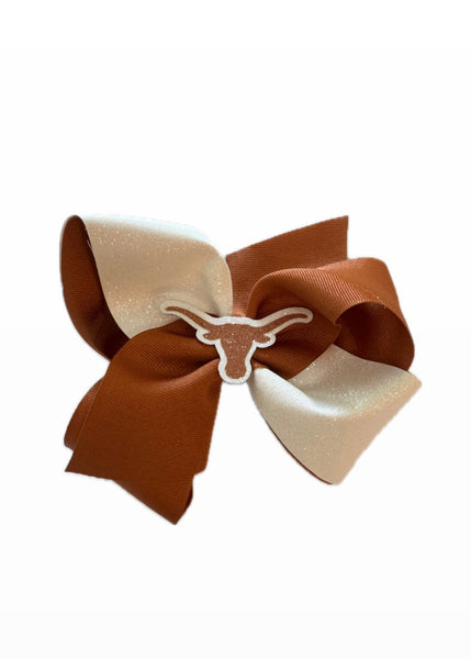 College Logo Glitter Overlay King Grosgrain Bow