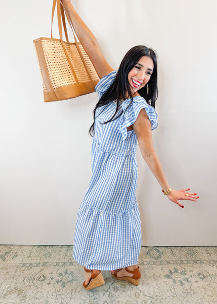 Bardot Maxi in Blue Gingham