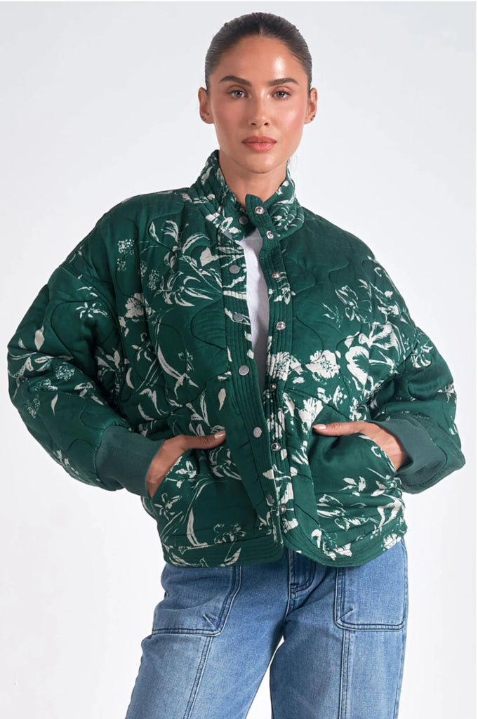 Jade Quilted Bomber Jacket