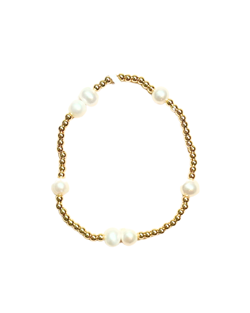 3mm Gold Bracelet with Pearl Accent