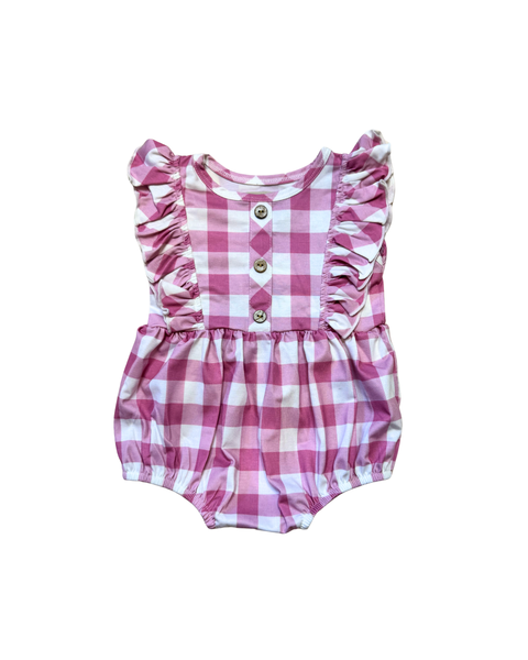 Pink Check Bubble Romper