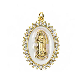 White & Cubic Zirconia Religious Charm