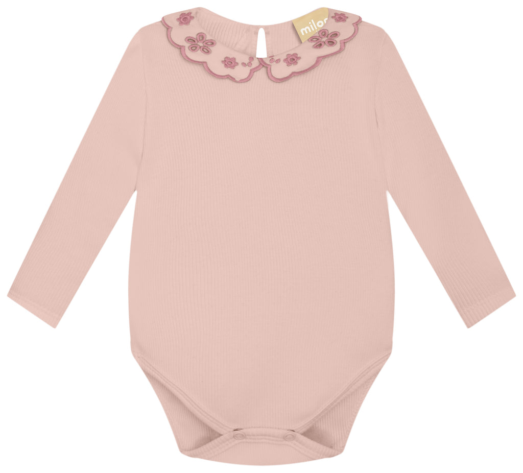 Girls New Dawn Pink Flower Collar Bodysuit