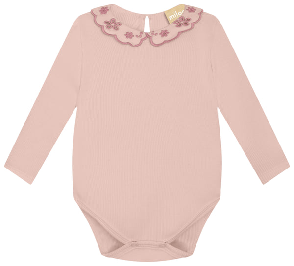 Girls New Dawn Pink Flower Collar Bodysuit