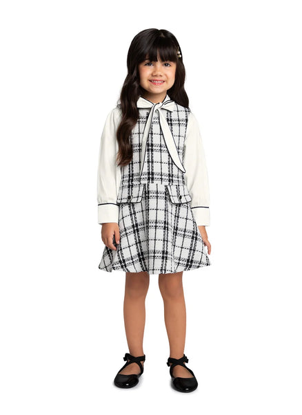 Black & White Woven Dress with Blouse