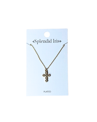 Flower Cross Necklace in Gold