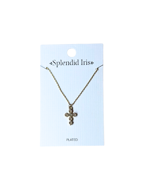 Flower Cross Necklace in Gold
