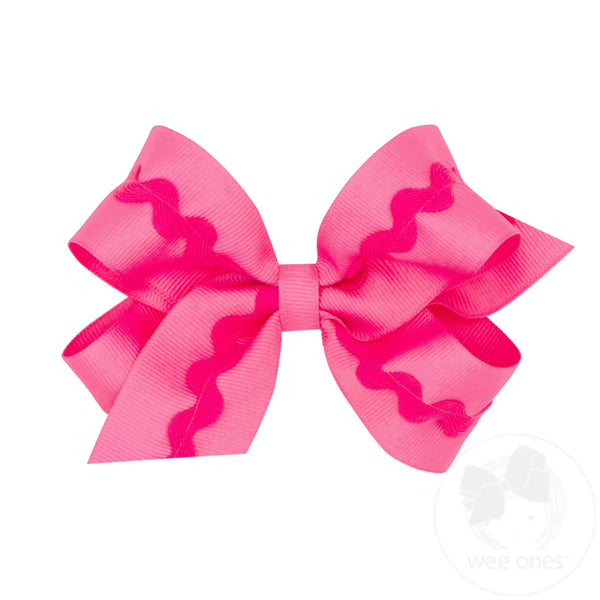 Medium Grosgrain Hair Bow with Ric-Rac Trim