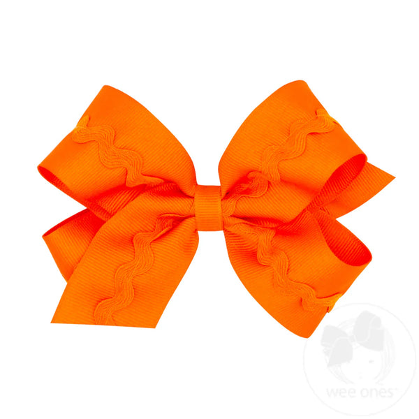 Medium Grosgrain Hair Bow with Ric-Rac Trim