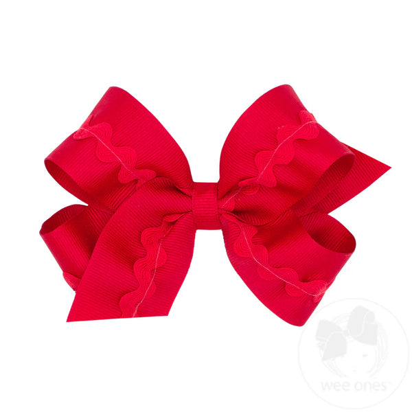 Medium Grosgrain Hair Bow with Ric-Rac Trim