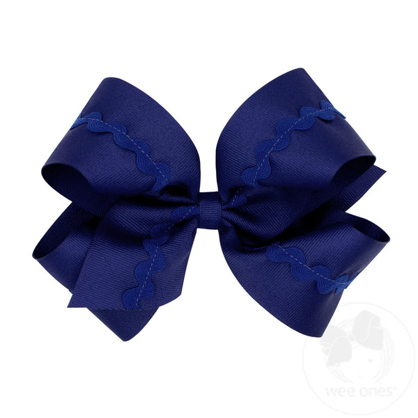 Medium Grosgrain Hair Bow with Ric-Rac Trim