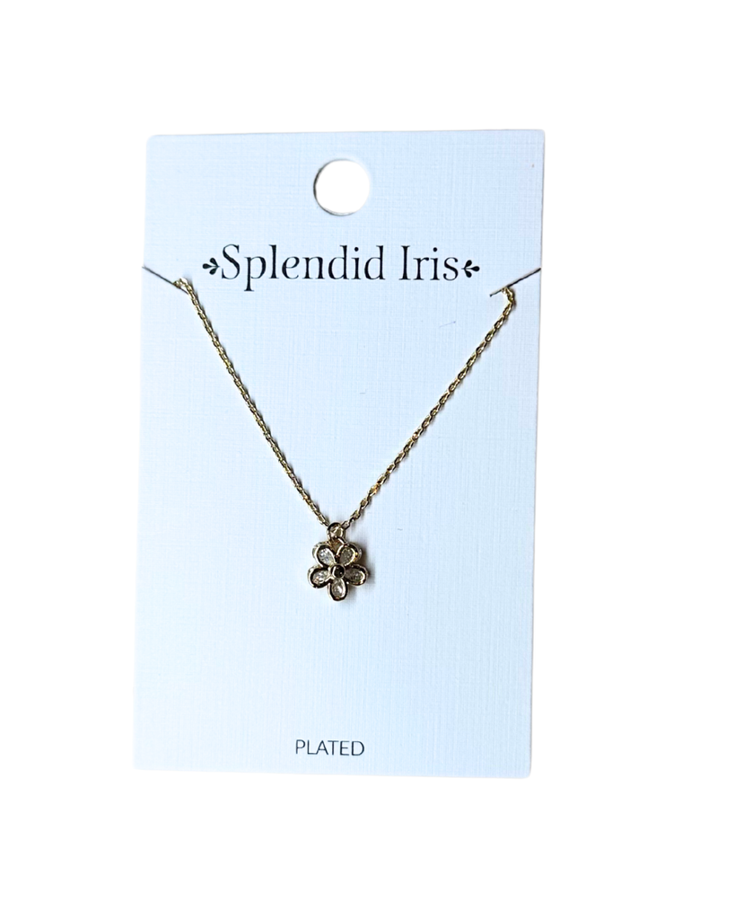 Zirconia Flower with Gold Pendant