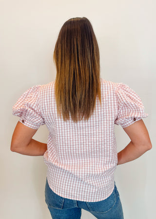 Blanca Pink Check Top