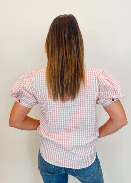Blanca Pink Check Top