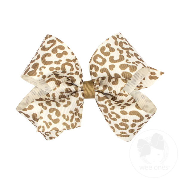 Medium Leopard Print Grosgrain Hair Bow