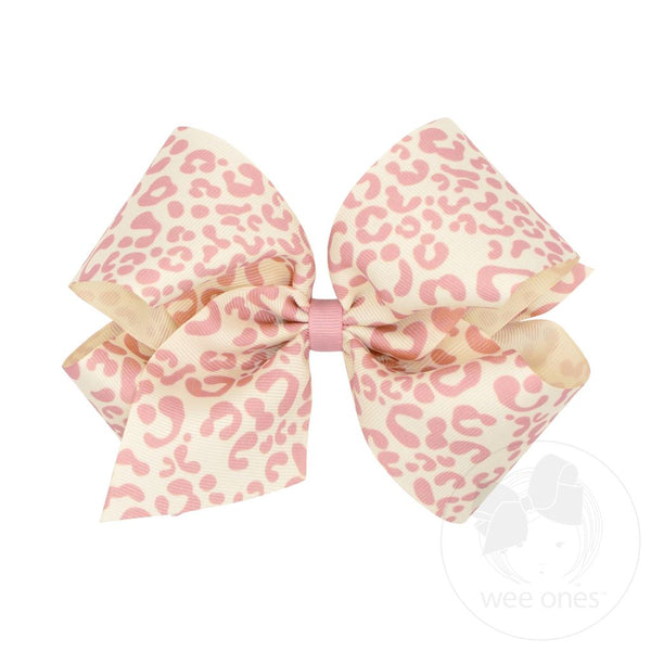 King Leopard Print Grosgrain Hair Bow