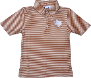 Texas Burnt Orange Striped Performance Polo