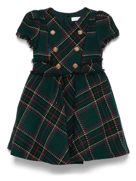 Girls Check-Pattern Tweed Dress