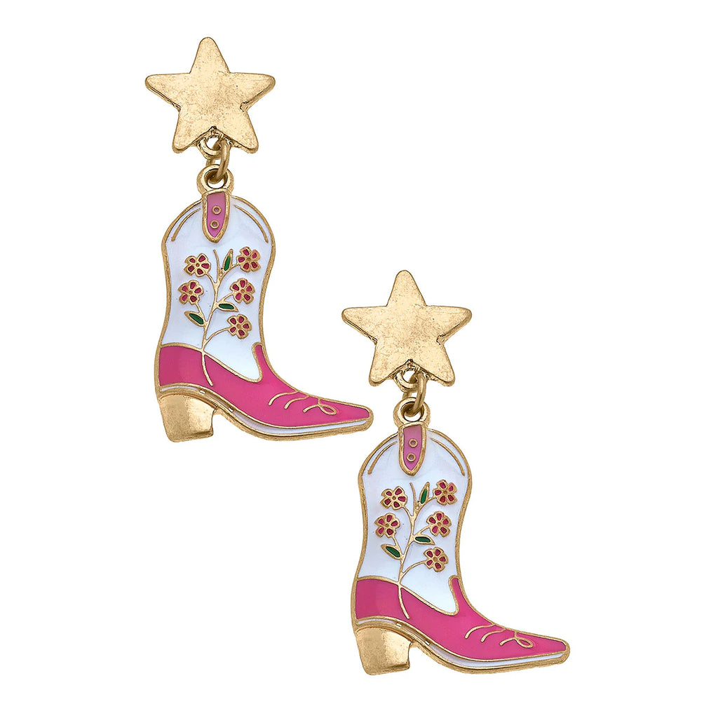 Floral Cowgirl Boots Earrings