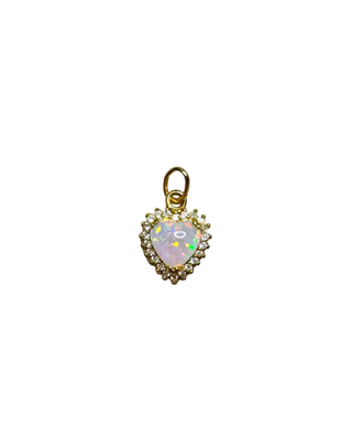 Gold White Beaded Heart Charm