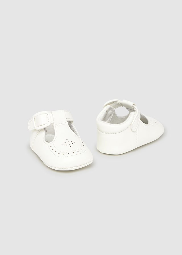 Mayoral Baby White T-Strap Soft Shoes