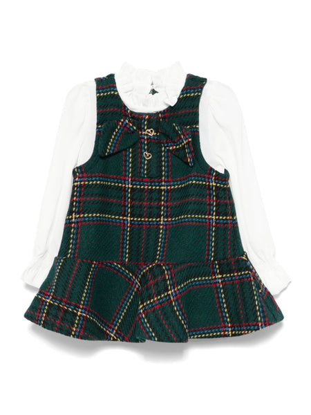 Girls Check-Pattern Pinafore Dress