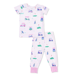 Vintage Golf Carts Pink - Short Sleeve Loungewear Set