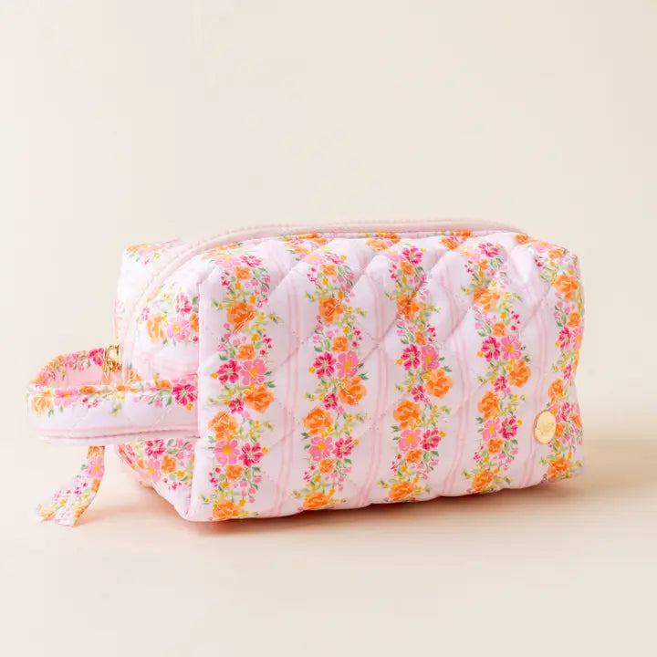 Essentials Quilted Cosmetic Pouch-Petal Parade Pink