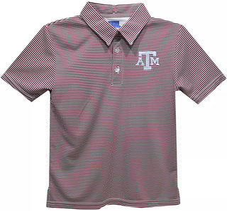 Texas A&M Maroon Stripe Short Sleeve Box Polo