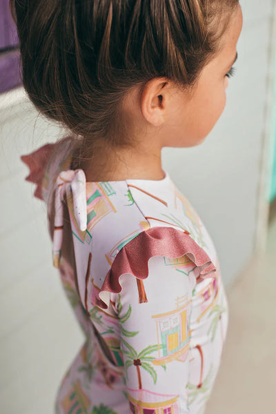 Wings Longsleeve Swimsuit in Casitas Islenas Rosado
