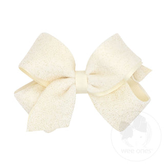 Medium Sparkle Velvet and Grosgrain Underlay Hair Bow (Assorted Colors)