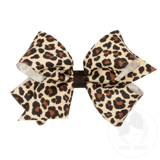 Medium Leopard Print Grosgrain Hair Bow