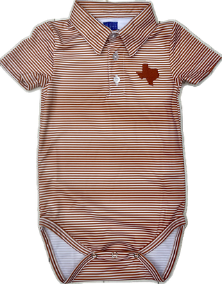 Texas Burnt Orange Stripe Polo Bodysuit