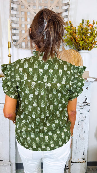 Stitchin Thyme Top-Olive