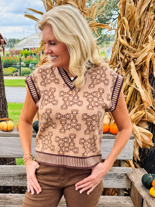 Bow Print Sweater Vest