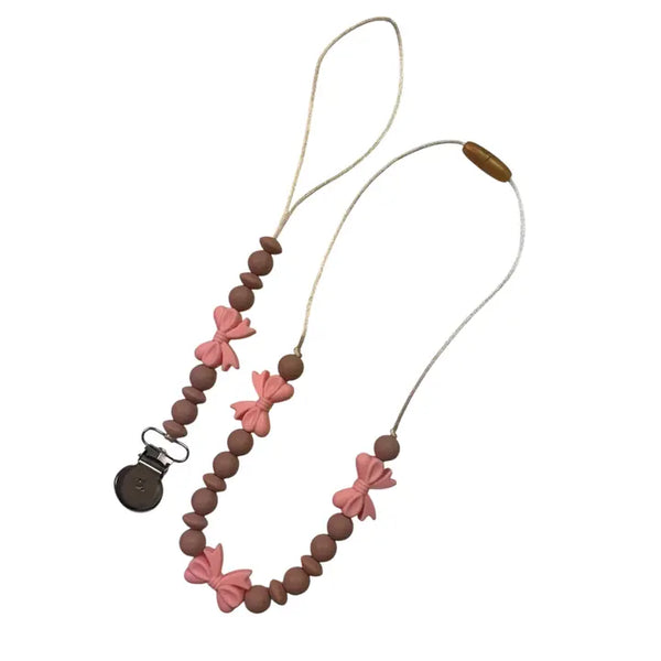 Coquette Bow Toddler Teething Necklace (Assorted Colors)