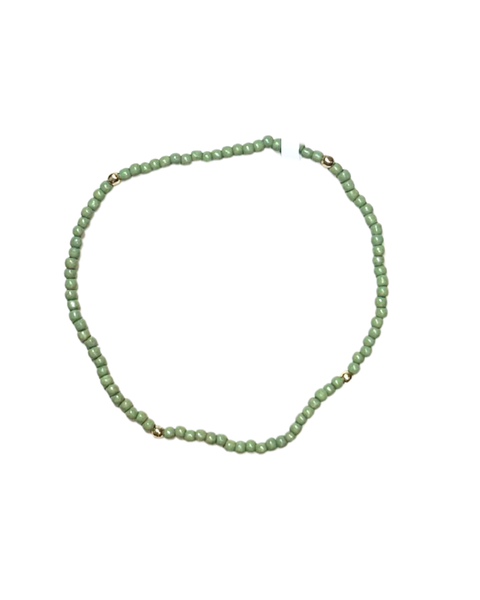 2mm Stretch Seed Bead Bracelets with Gold Bead Accents