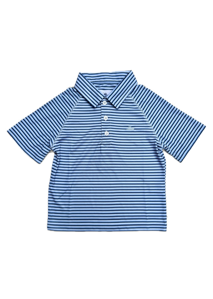 Navy/Powder Stripe Short Sleeve Polo