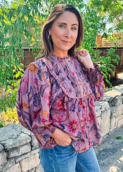 Plum Floral Tucked Top