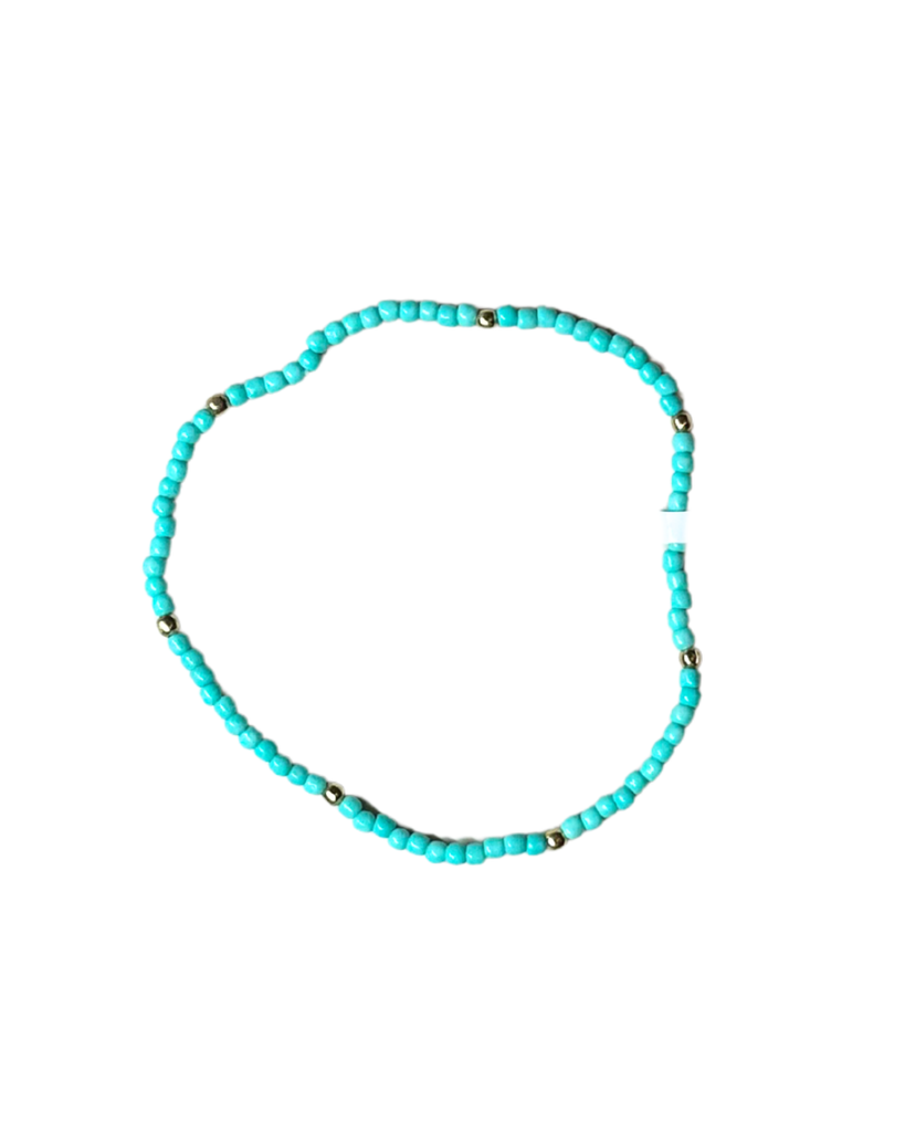 2mm Aquamarine & Gold Beaded Bracelet