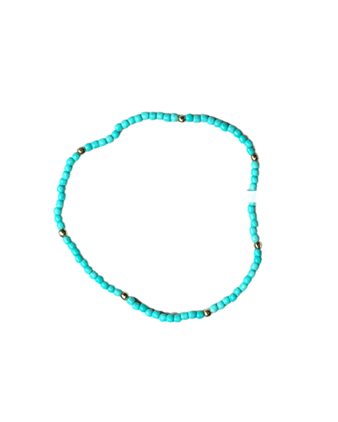 2mm Aquamarine & Gold Beaded Bracelet