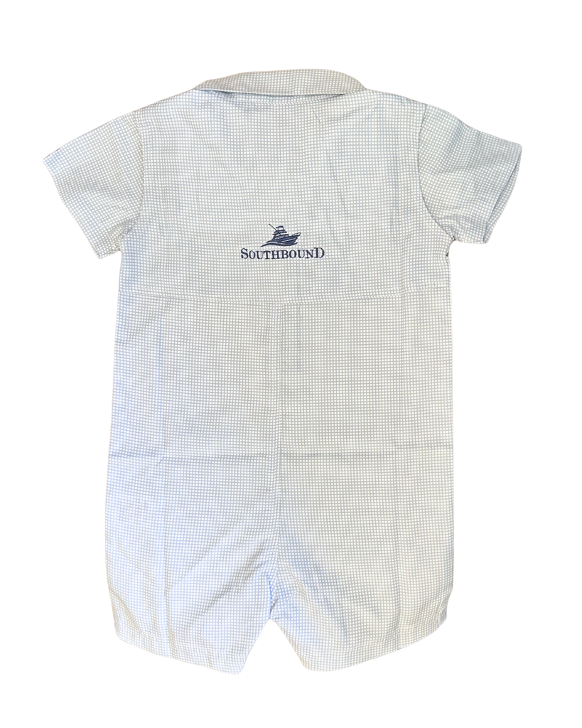 Performance Romper in Blue Fog Gingham