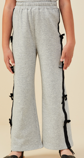 2 Pc Heather Gray with Black Trim SS Sweatshirt & Pants Set