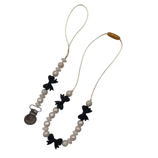 Coquette Bow Toddler Teething Necklace (Assorted Colors)