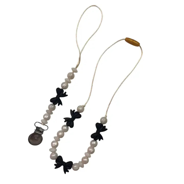 Coquette Bow Toddler Teething Necklace (Assorted Colors)