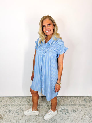 Effortless Essential Dress In Blue Stripe