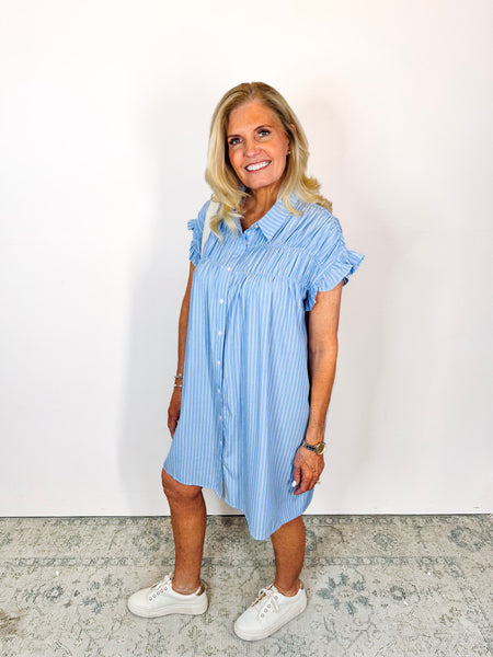 Effortless Essential Dress In Blue Stripe