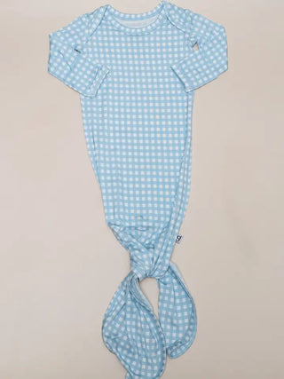 Cottage Blue Gingham Knotted Gown (0-3 Months)